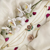 Vriksham Antique Floral Kundan Jadau Sheeshphool-Red Green & White-J2778